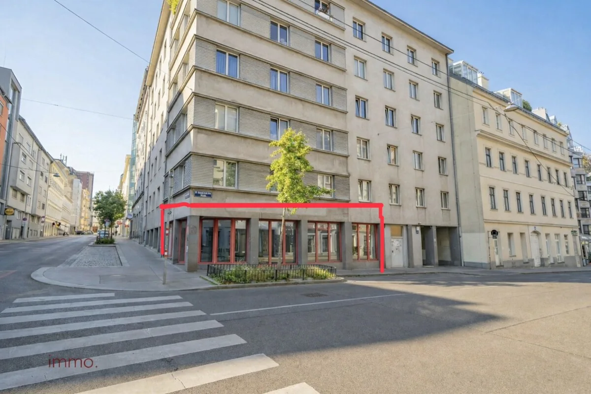 Fassade mit markiertem Geschäftslokal